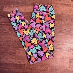 EUC Lularoe Colorful Heart Print Leggings